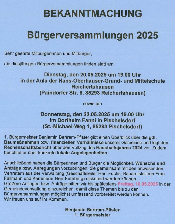 Bürgerversammlungen 2025